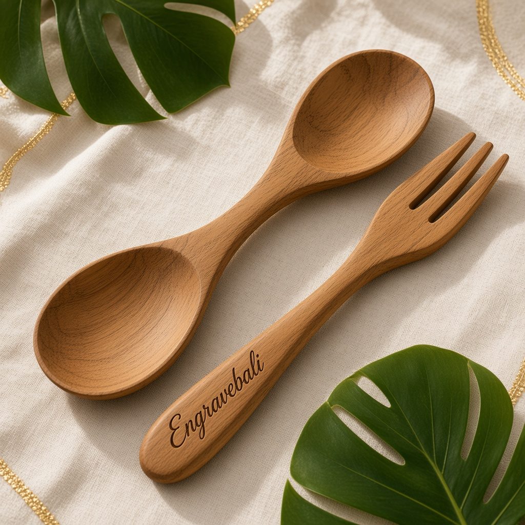 Wooden Flatware – souvenir kayu custom grafir Engravebali Bali