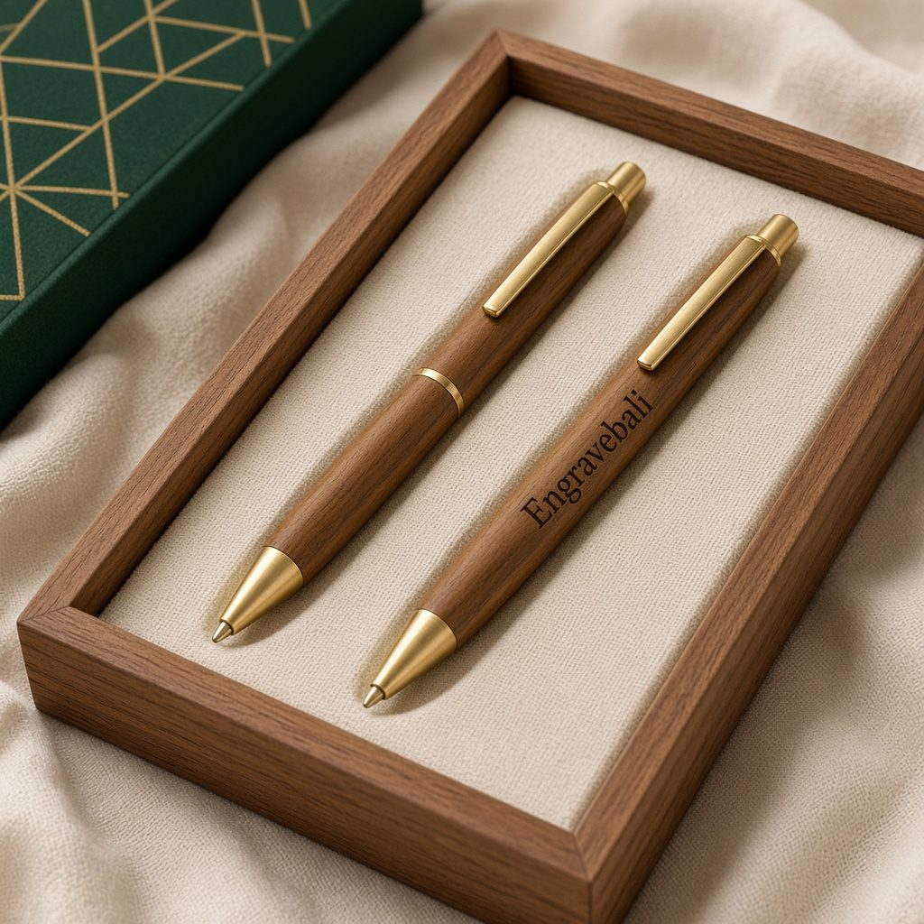 Wooden Pen Set – souvenir kayu custom grafir Engravebali Bali
