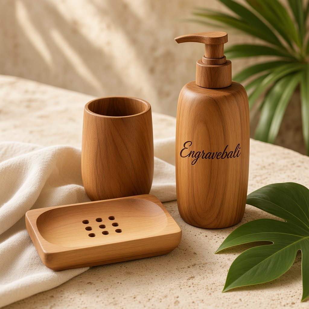 Spa Wood Set – souvenir kayu custom grafir Engravebali Bali